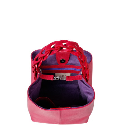 Bolso en cuero para mujer color rojo vista interior