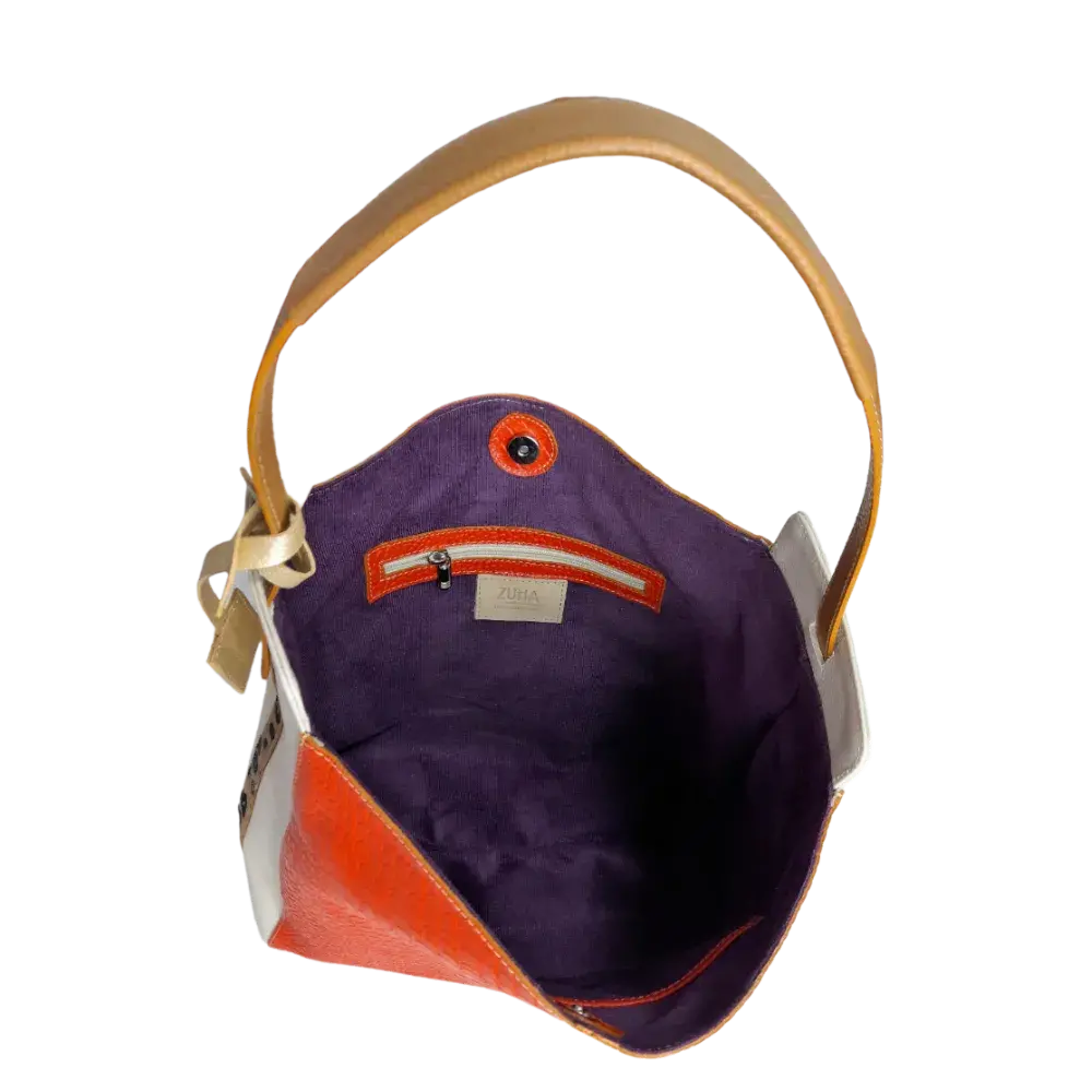 Bolso para mujer en cuero reptil naranja