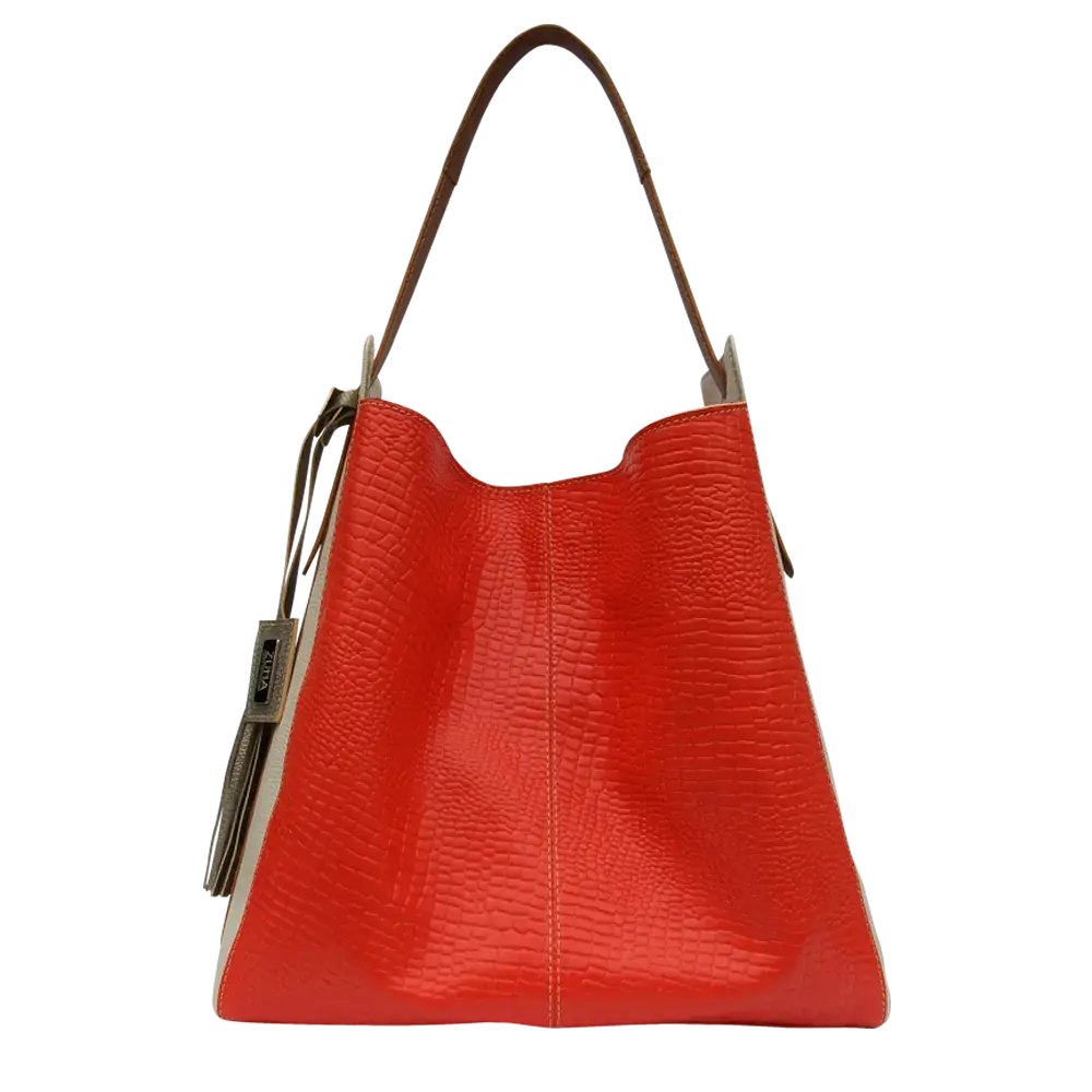 Bolso para mujer en cuero reptil naranja