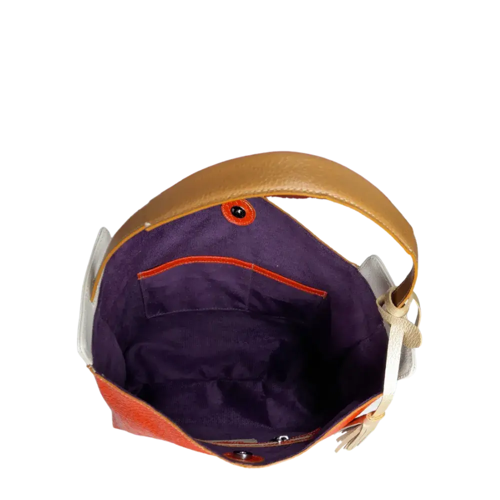 Bolso para mujer en cuero reptil naranja