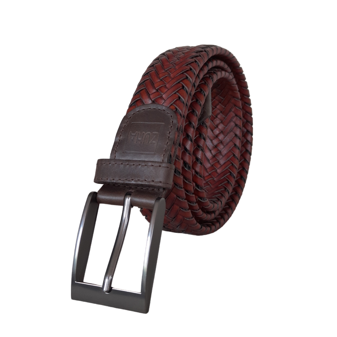 Cinturon en cuero trenzado para hombre marca ZUHA