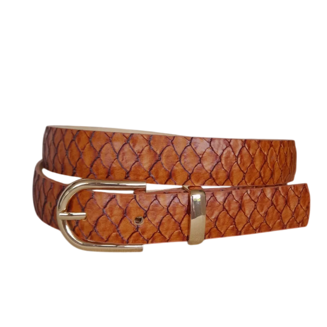 Cinturon en cuero para mujer color koi Miel