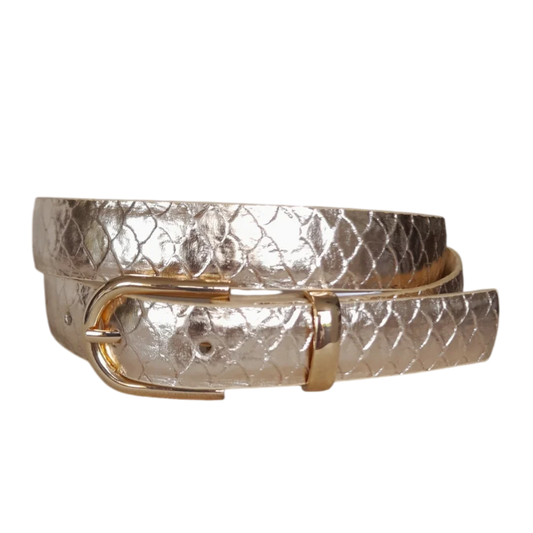 Cinturon en cuero para mujer color oro